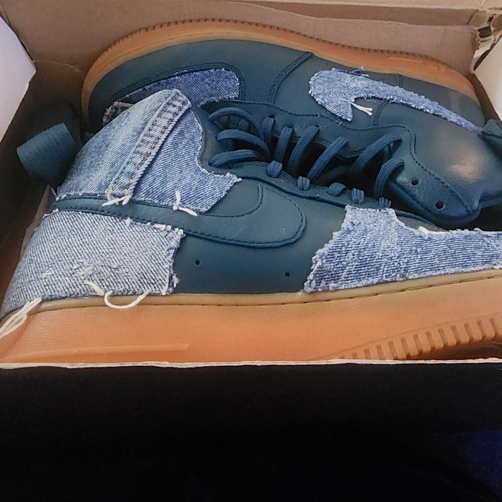 Women's Custom Nike Air Force 1 High SE 'Midnight Turquoise' w/ Denim - Picture 4 of 5